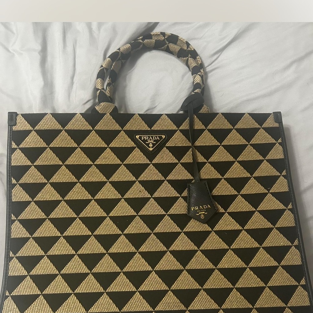 Prada Black and Gold Structured Tote